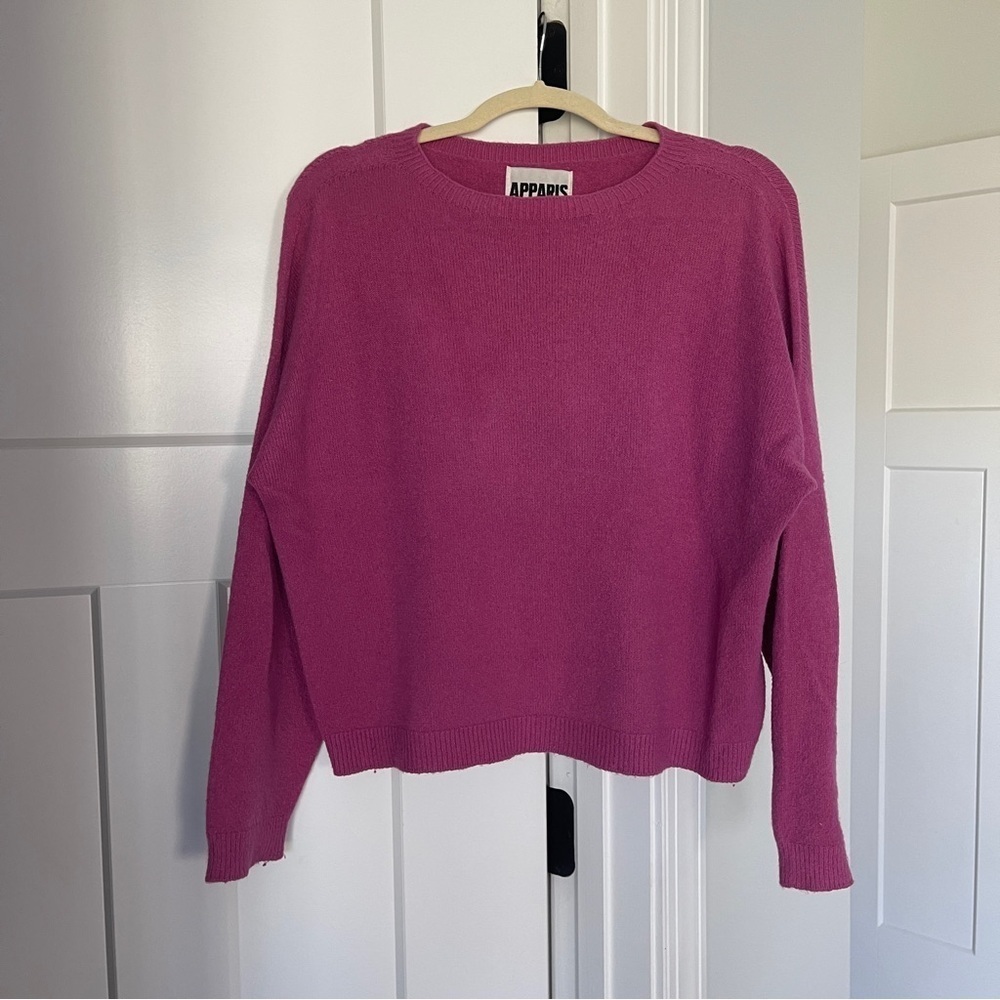 Apparis Fuchsia Sweater Pullover Dolman long Sleeves Boxy Crewneck